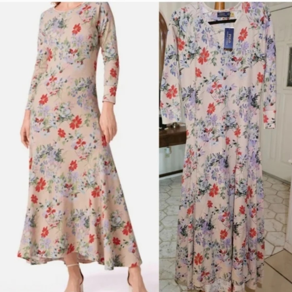 NWT POLO RALPH LAUREN Waffle Knitted Floral Maxi Dress Size US XL